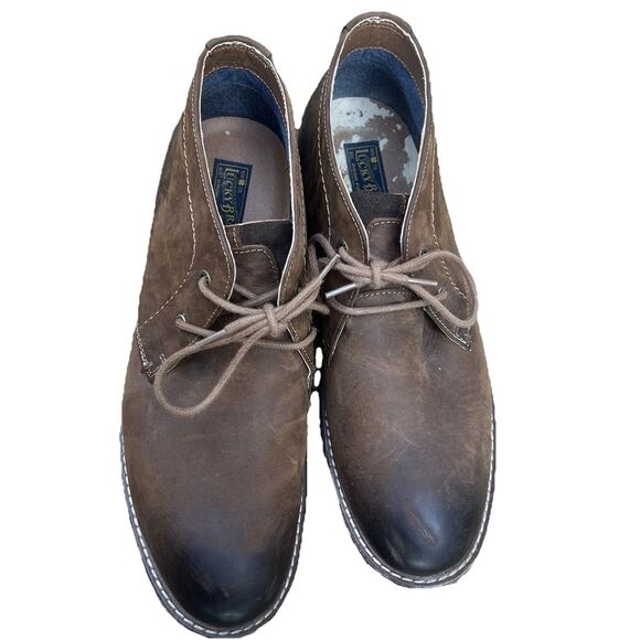 Lucky Brand Shoes Mens Size 11 Leather Ankle Boot Chukkas Lace Up Brown - Picture 1 of 6